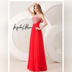 Angela and Alison Long Prom 41023 Size 2 Watermelon Color